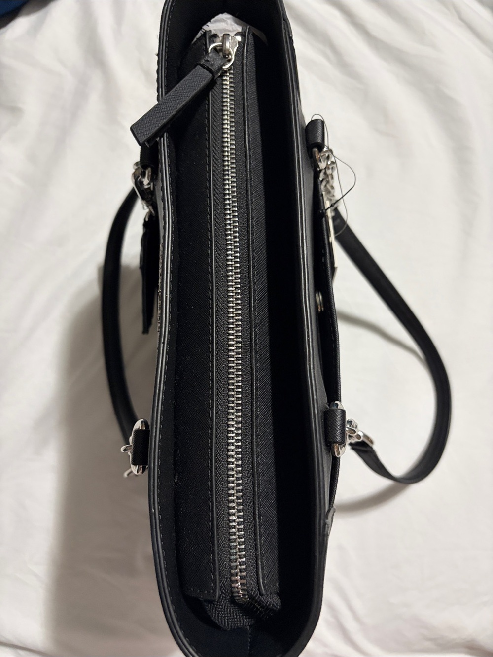 Calvin Klein Black Tote with Silver Chain Handles - Picture 6 of 16